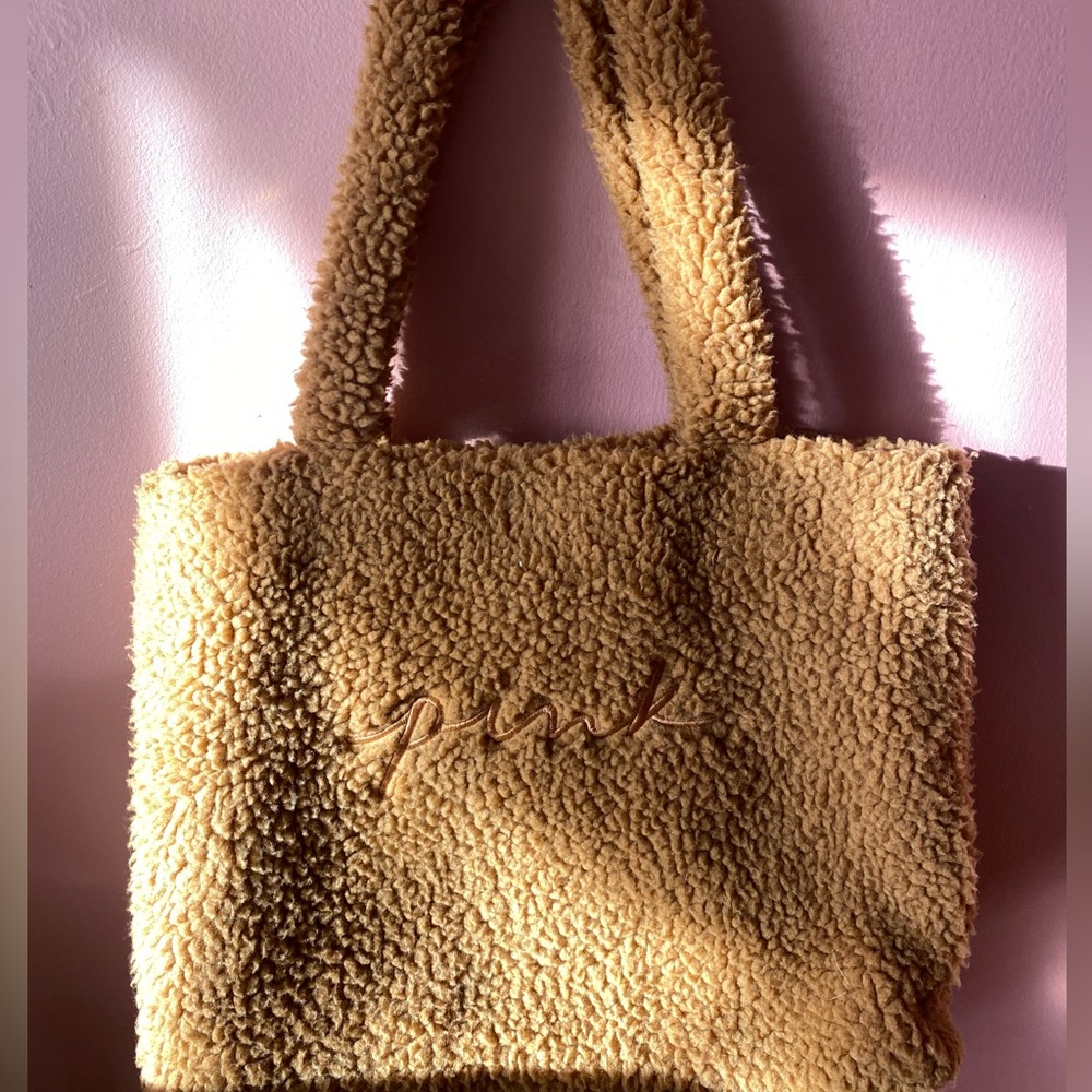PINK Brown Furry Teddy bag